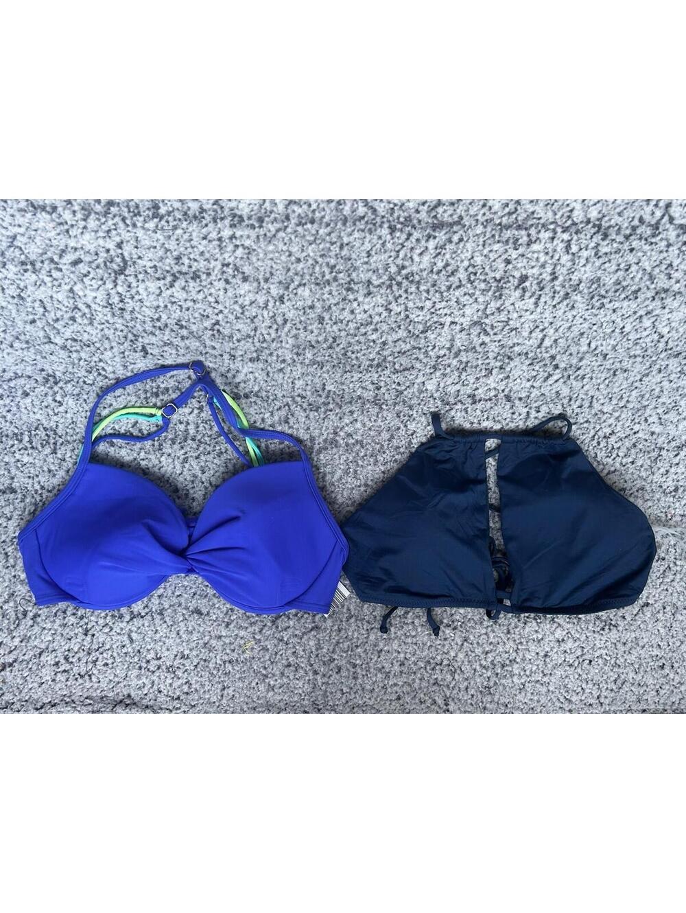 BECCA & California Waves Bikini Swim Top Lot Womens D/DD NWOT Blue